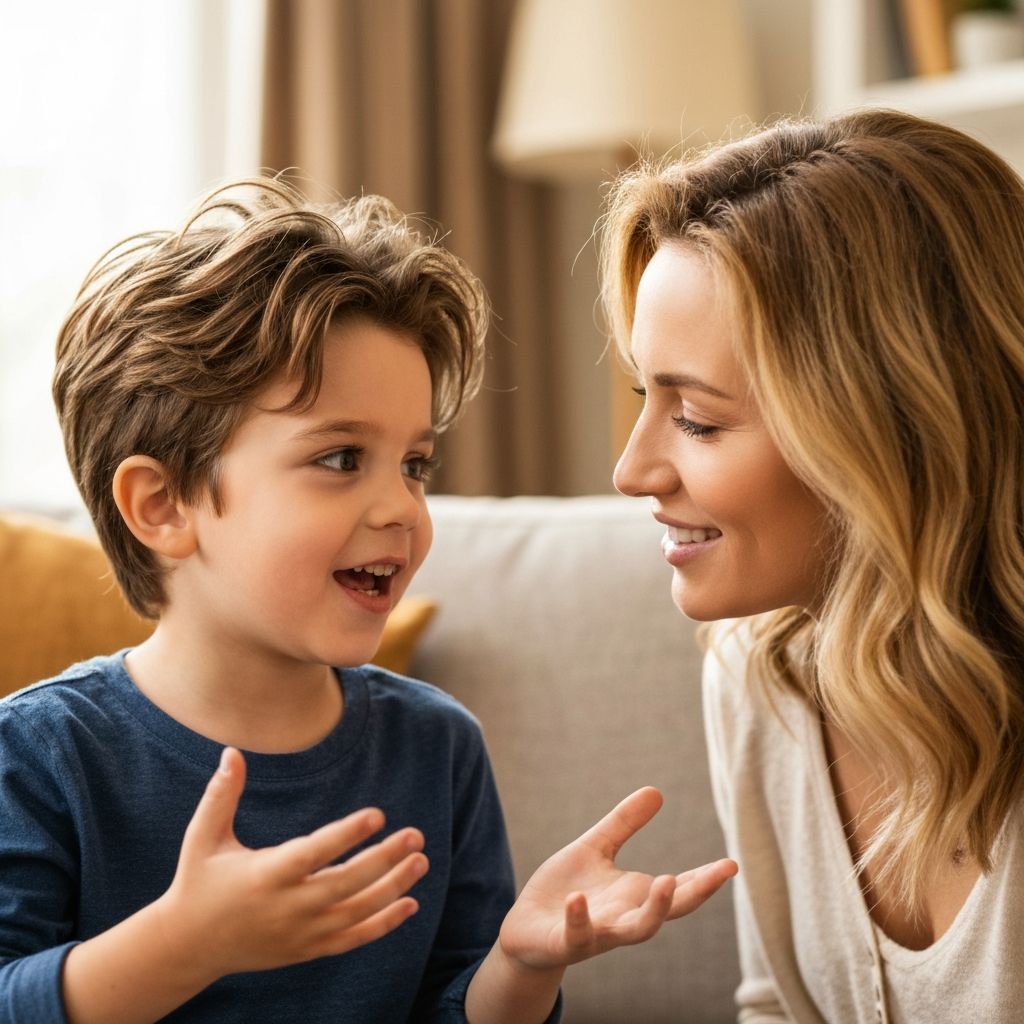 Child communicating with parent